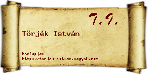 Törjék István névjegykártya